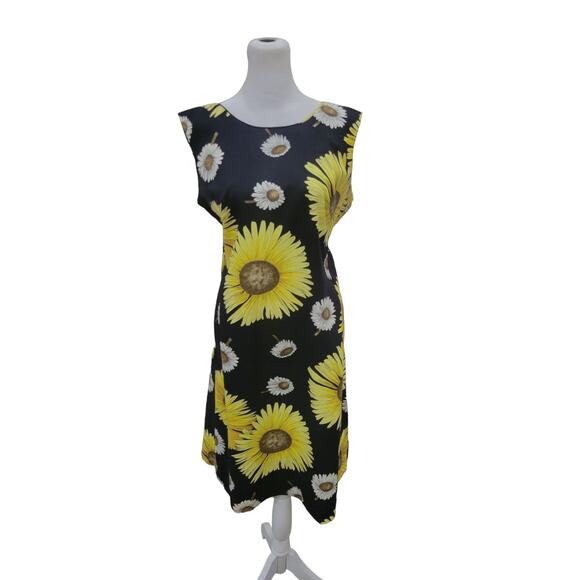 Vintage Rhapsody Sunflower Dress‎ Women’s Medium Yellow Sleeveless Knee Length - Picture 2 of 15